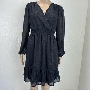 Indigo Rose Black Midi Dress Sheer Sleeve Studded Dark Romantic Whimsical goth